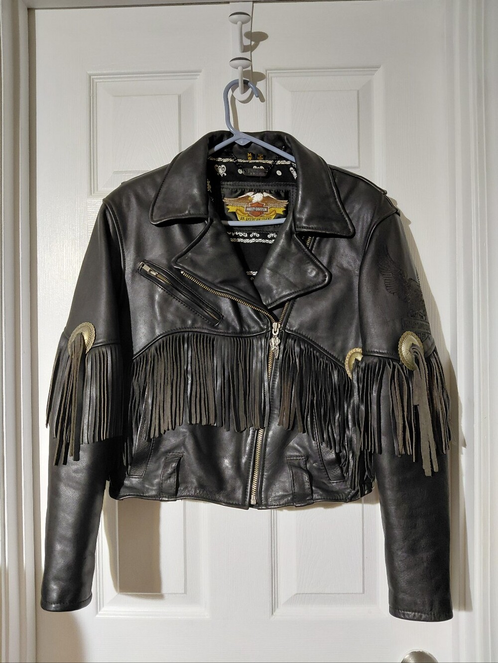 Vintage Harley Davidson Leather Jacket Womens Med  Fringe Motorcycle Biker 1970s